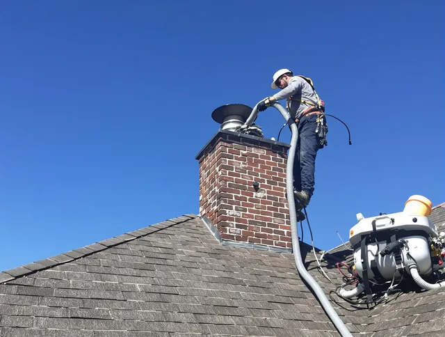Dedicated Mayfield Heights Chimney Sweep team member cleaning a chimney in Mayfield Heights, OH