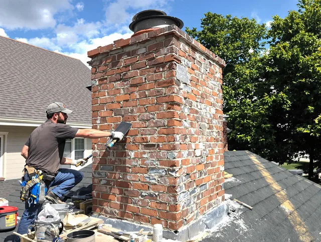 Completed chimney rebuild by Mayfield Heights Chimney Sweep in Mayfield Heights, OH