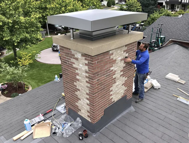 Mayfield Heights Chimney Sweep team working on a custom chimney remodel in Mayfield Heights, OH