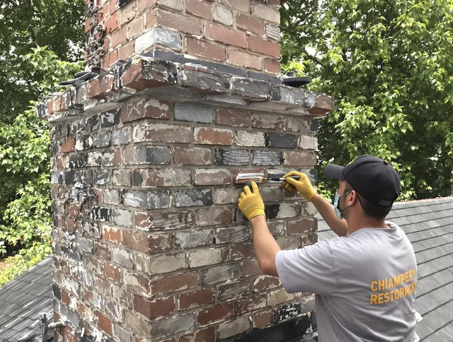 In-progress chimney restoration by Mayfield Heights Chimney Sweep in Mayfield Heights, OH