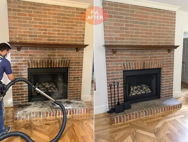 Mayfield Heights Chimney Sweep carefully sanitizing a fireplace in Mayfield Heights, OH